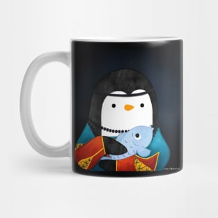 Penguin Lady with a Fish Art Series Mug